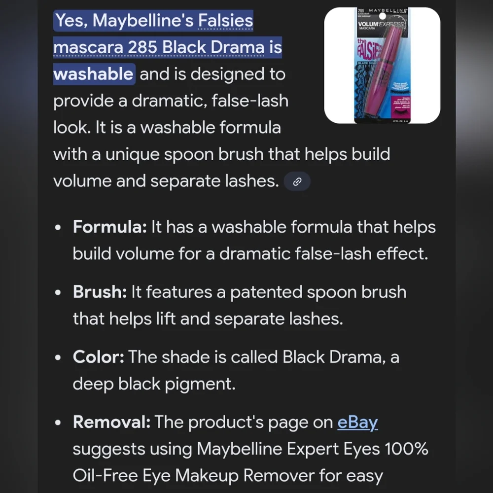 Maybelline Volum' Express the Falsies Mascara, 285 Black Drama